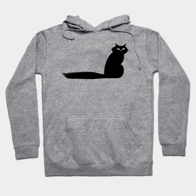 Black Kitty Cat with Long Fluffy Tail Hoodie by Coffee Squirrel